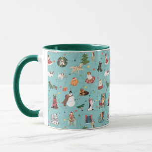 Festive Holiday Dogs in Christmas Sweaters Pattern Mug