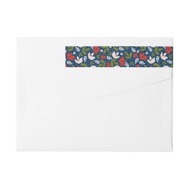 Festive Holiday Floral Wrap Around Label (Back)