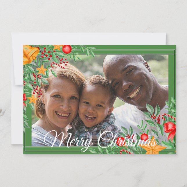 Festive Holiday frame photo Card (Front)