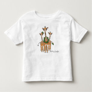 Festive Holiday Giraffes with Holly wreath Toddler T-Shirt