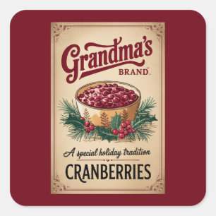 Festive Holiday Grandma's tradition cranberry Square Sticker