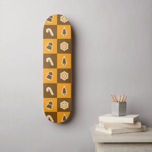 Festive Holiday Grid Pattern Skateboard