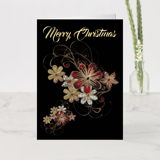 Festive Holiday Laurel Foil Greeting Card (Flower)