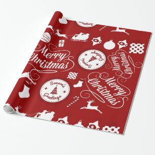 Festive Holiday Merry Christmas Red Wrapping Paper