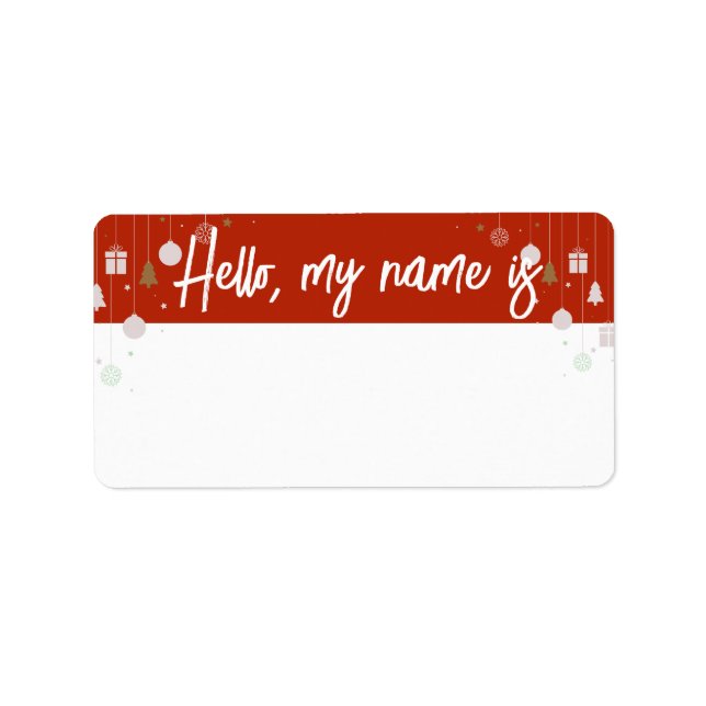 Festive Holiday Name Tag - Choose your colour! (Front)