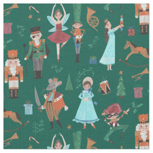 Festive holiday nutcracker green fabric