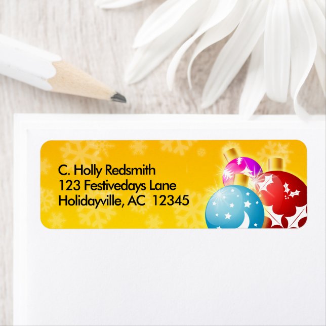 Festive Holiday Ornaments Return Address Label (Insitu)