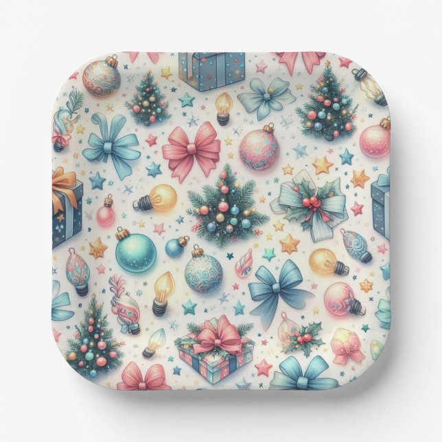 Festive Holiday Paper Plates  (Front)