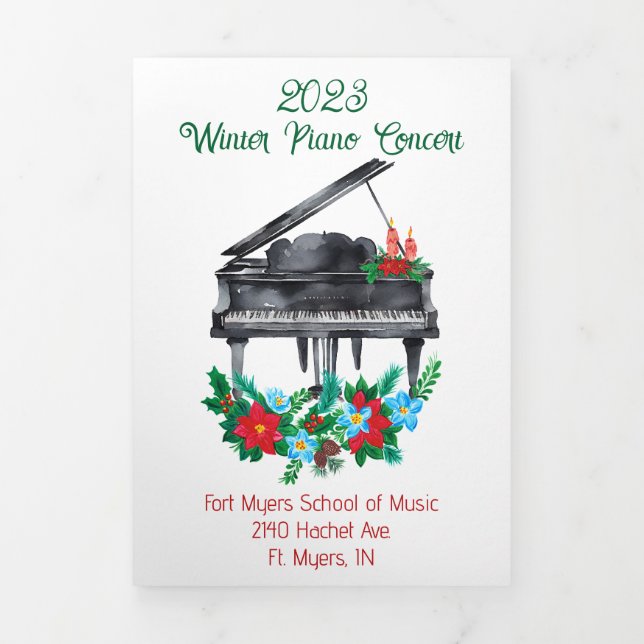 Festive Holiday Piano Recital Tri-Fold Programme (Cover)