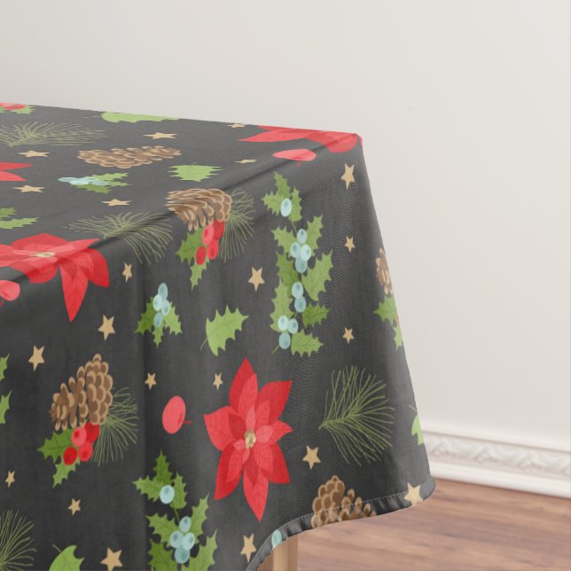 Festive Holiday Poinsettia  Tablecloth (In Situ)