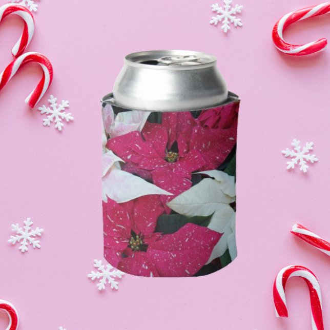 Festive Holiday Poinsettias Floral Can Cooler (In Situ Holiday)
