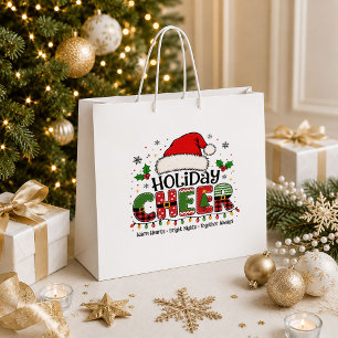 Festive Holiday Red Green Christmas Gift Bag Desig
