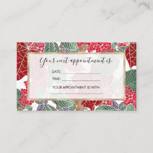 Festive Holiday Red Green Pink Autumn Holly Leaves Appointment Card