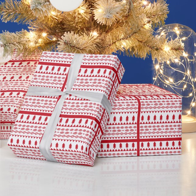 Festive holiday red pattern for Christmas Wrapping Paper (Holidays)