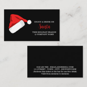 Festive Holiday - Santa Hat - Drinks Ticket Enclosure Card
