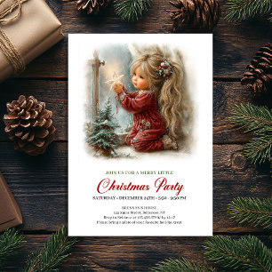 Festive Holiday Scene Girl Vintage Party Invites