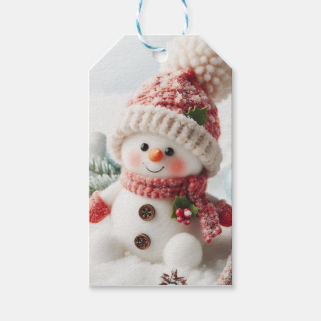Festive Holiday Snowman Gift Tags (Front)