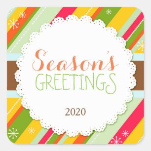 Festive Holiday Stripes Season's Greetings Sticker