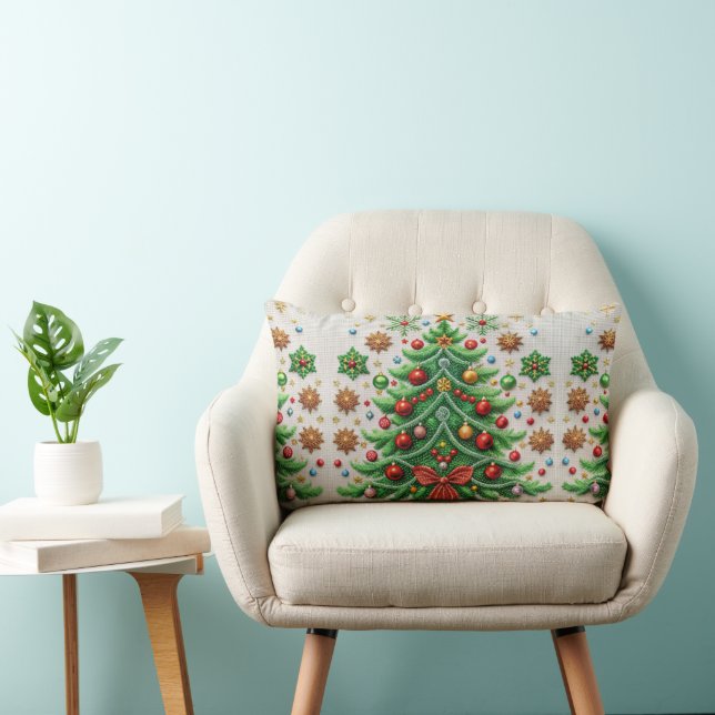  Festive Holiday Throw Pillow Embroidery Design (Chair)