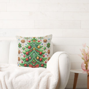 Festive Holiday Throw Pillow Embroidery Design
