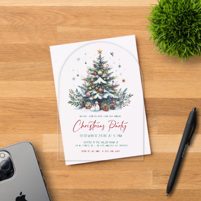 Festive Holiday Tree Christmas Party Invitation (Insitu (Invitation Card))