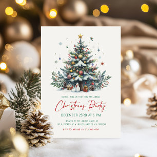 Festive Holiday Tree Christmas Party Invitation