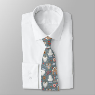 Festive Holiday with Candy Canes and Ornaments Tie