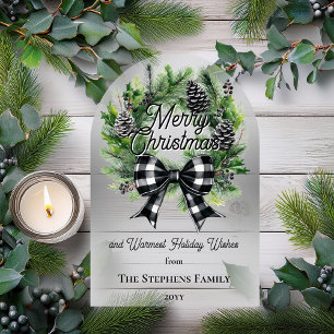 Festive Holiday Wreath Merry Christmas Non-Photo Acrylic Invitations