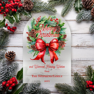 Festive Holiday Wreath Merry Christmas Non-Photo Acrylic Invitations