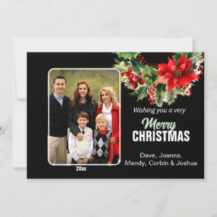 Festive Holiday Wreath ONE PHOTO Christmas Card