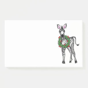 Festive Holiday Zebra illustration, Holly wreath Post-it Notes