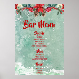 Festive Holidays Bar Menu Winter themed Poster
