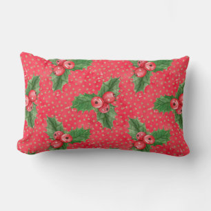 Festive Holly Berries Lumbar Cushion