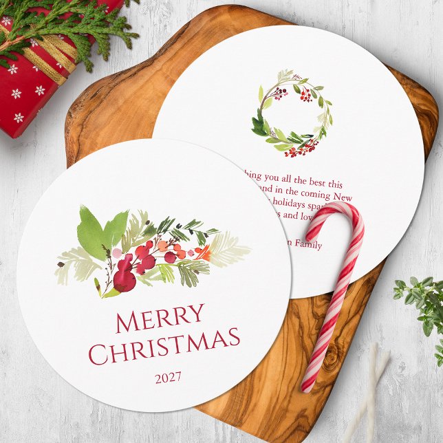 Festive Holly Berry and Evergreen Watercolor Invitation (Creator Uploaded)