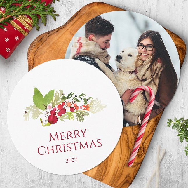 Festive Holly Berry and Evergreen Watercolor Invitation (Creator Uploaded)