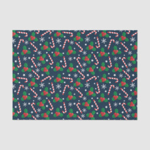 Festive Holly Berry & Cane Pattern Christmas Tissue Paper