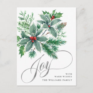 Festive Holly Berry Christmas Greeting Holiday Postcard