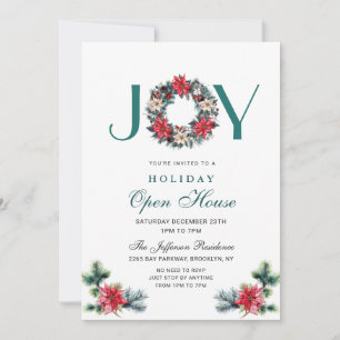 Festive Holly Berry Christmas Holiday Open House Invitation