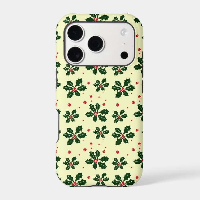 Festive Holly Berry Pattern Phone Case (Back)