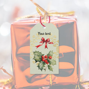 Festive Holly Bird Gift Tags