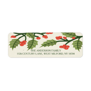 Festive Holly Christmas Address Labels