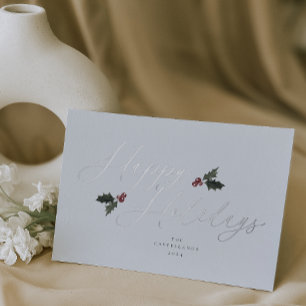 Festive Holly Foil Holiday Card
