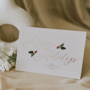 Festive Holly Foil Holiday Card