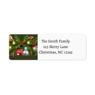 Festive Holly Garland | Green Christmas Address Return Address Label