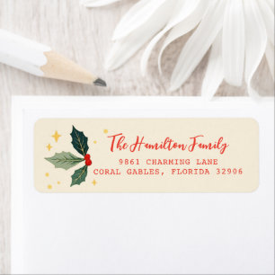 Festive Holly Holiday Return Address Label
