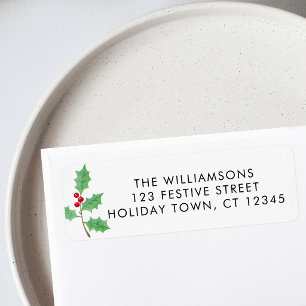 Festive Holly Return Address Label