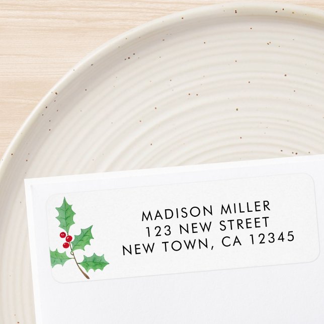Festive Holly Return Address Return Address Label (Creator Uploaded)