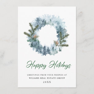 Festive Holly Wreath Christmas Corporate Greeting Holiday Card