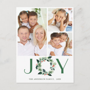 Festive Holly Wreath Christmas Greeting Holiday Postcard