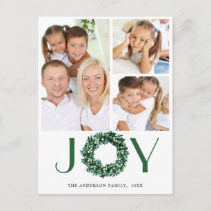 Festive Holly Wreath Christmas Greeting Holiday Postcard
